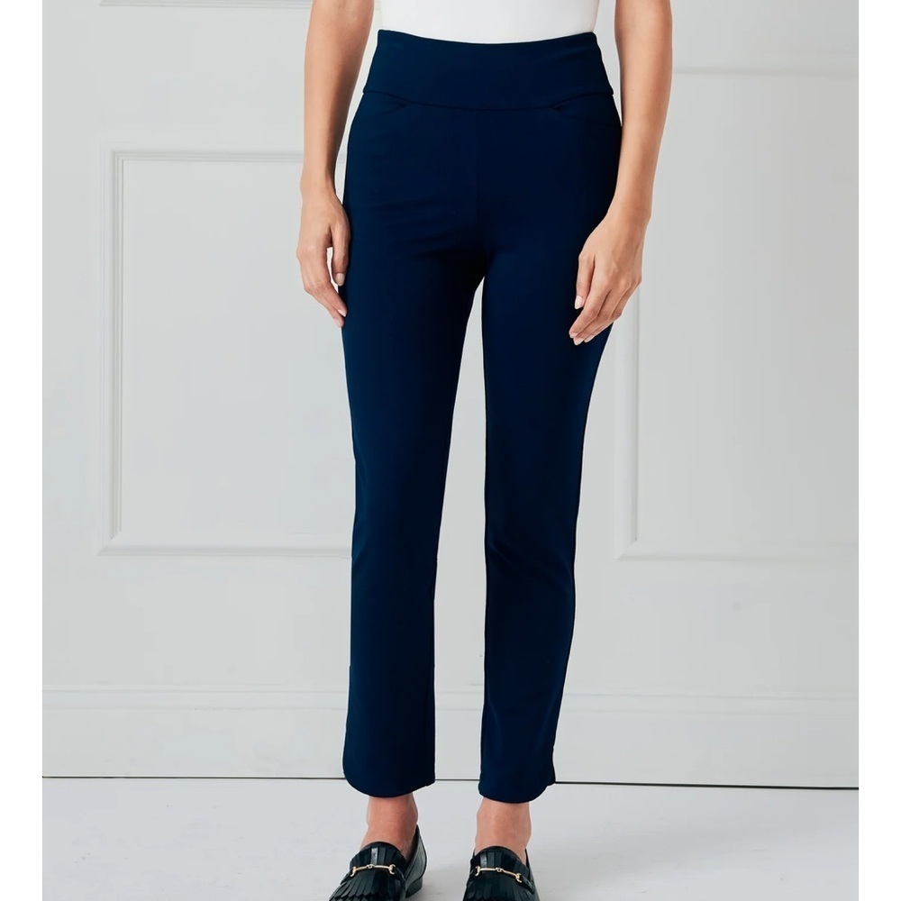 J.MEIALJGHLN pull on pants stretchy navy size 6 retail $178 excellent condition - Picture 2 of 11